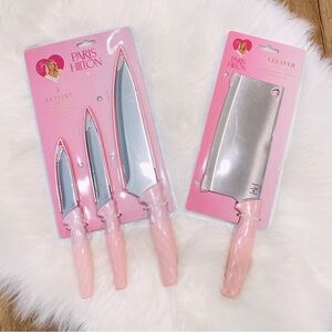 NEW Paris Hilton Home Pink Shimmer Glam Kitchen‎ Cutlery Knife Set 4 Piece